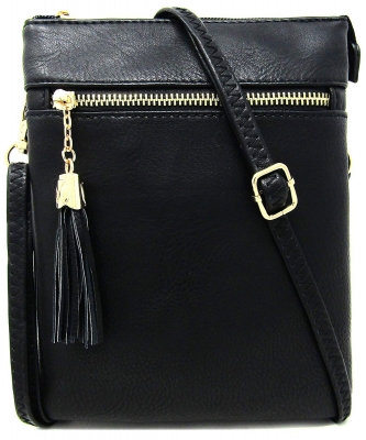 Fashion Multi Compartment Cross Body Bag WU022 BLACK